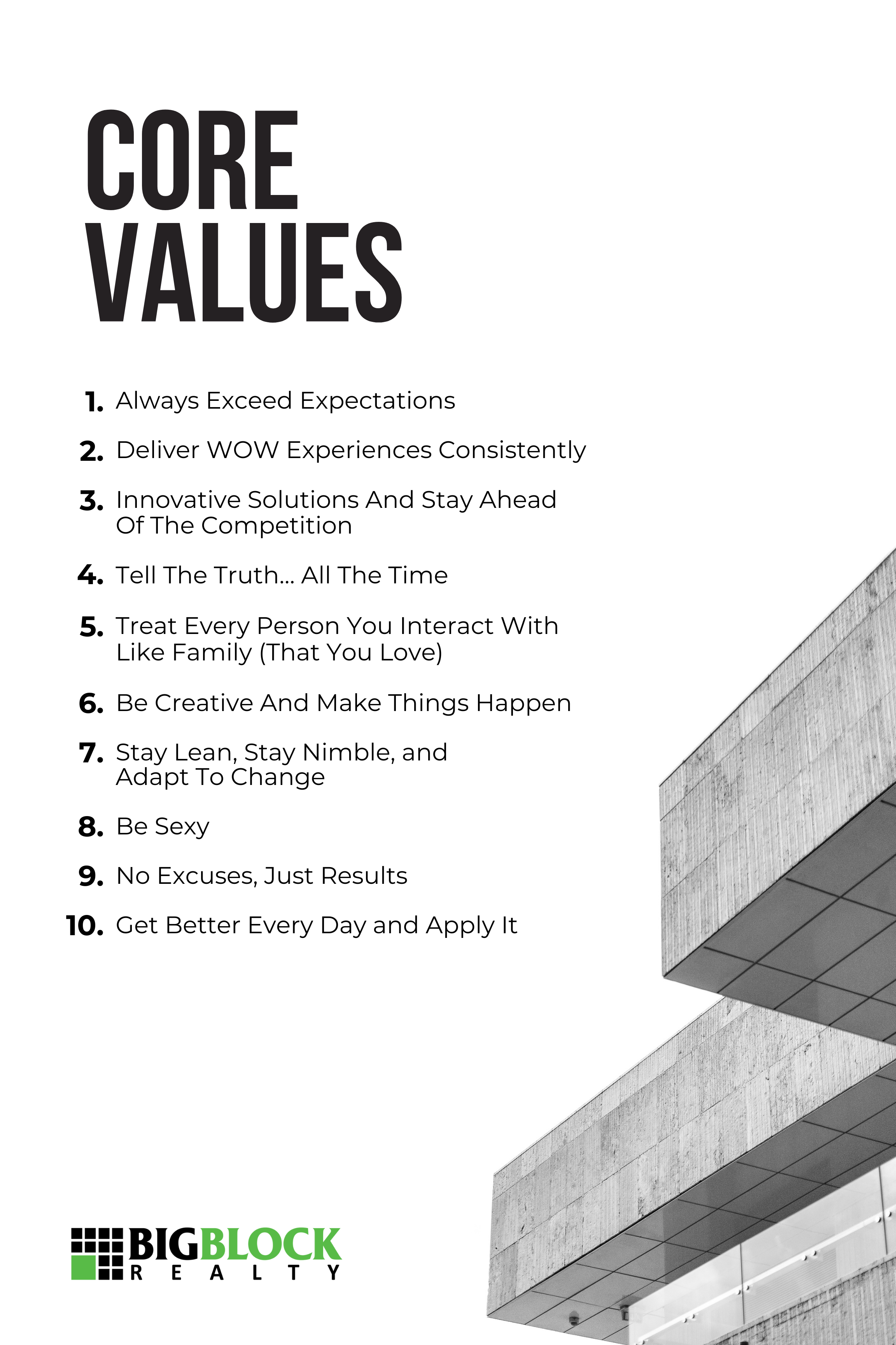 Big Block Realty Core Values
